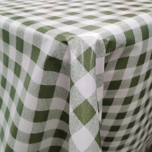 Tablecloth Gingham Vinyl PVC Sage Green